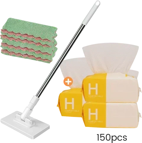 ⏳🔥LIMITED-TIME 50% OFF! ⏰🧹 Flat Mop with Stainless Steel Handle, comes with Reusable Washable Mop Cloths