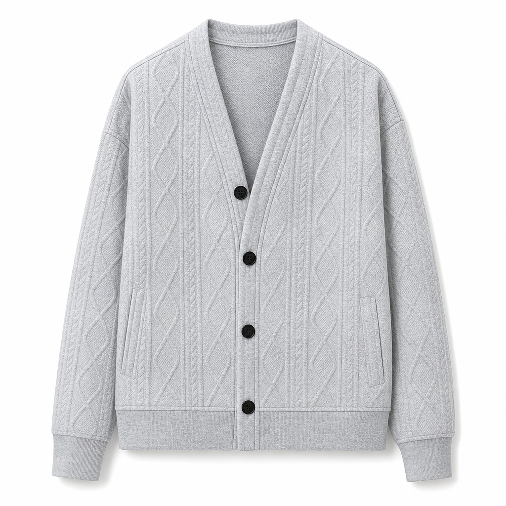 ☁️Warm & Breathable, Plus-Size Versatile🧶 Men's Jacquard Knit Cardigan – M-4XL & Multiple Colors | All-Day Cozy Warmth ✨