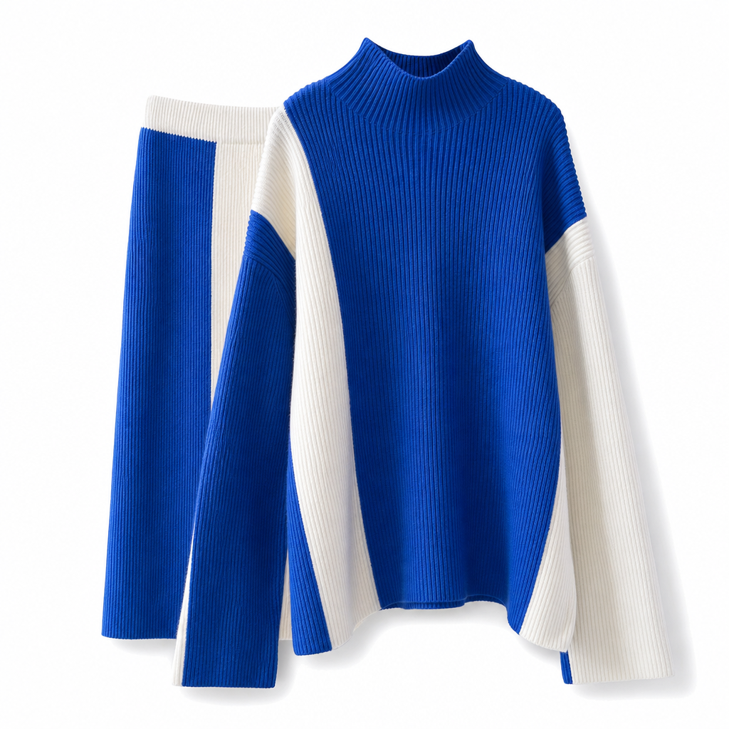 📏Elongating & Structured Drape🧶 Women's Knit Suit Skirt Set – Vertical Stitch Lengthens, Elegant Drape ✨