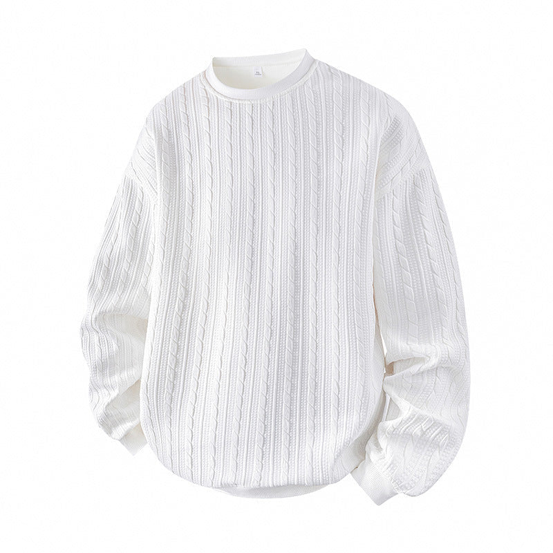 🧣Knit Warmth, Fall & Winter Layer – Men's Cable Knit Crewneck Sweatshirt ✨