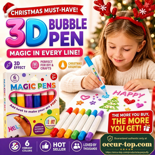 ✏️Thin Tips, Puffy 3D Art🎨 Puffy Popcorn Pen Kit – Fine Tip for Detailed Lines | Perfect for Kids' Creative Art, Handmade Gifts, Puffs Up with Heat ✨