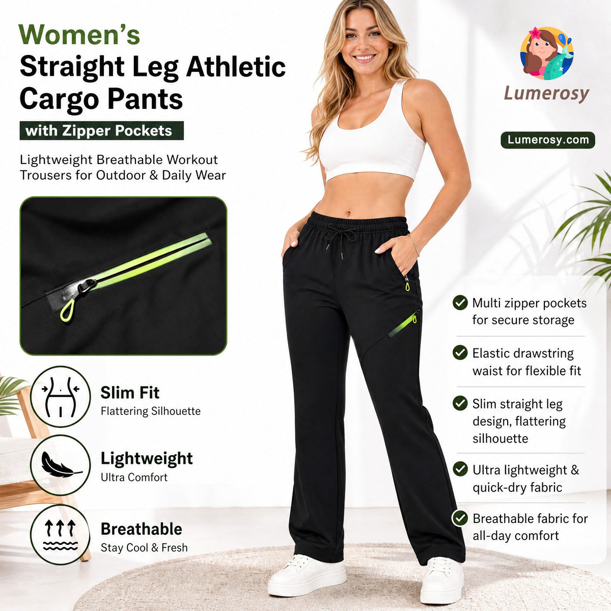 ☁️All-Day Comfort, One Pair Endless Outfits👖 Women's Cargo Trousers – Elastic Drawstring Waist & Relaxed Straight Leg | Perfect for Office, Weekend Errands & Outdoors, Easy to Style ✨