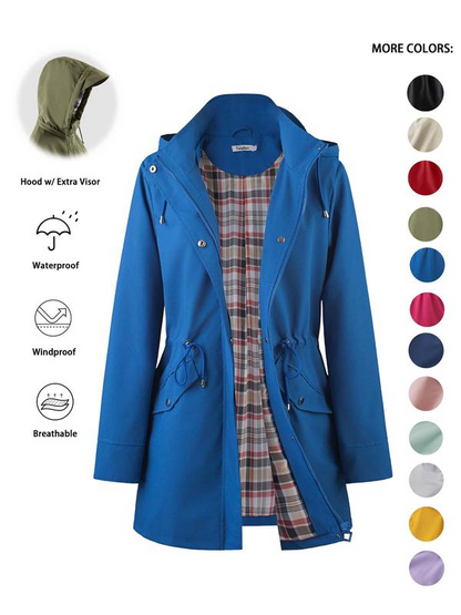☔Windproof & Waterproof, Detachable Hood🧥 Women's All-Weather Rain Jacket – Elastic Cuffs & Hidden Pockets | Perfect for Dog Walks, Hiking & Travel, Handles Sudden Showers ✨