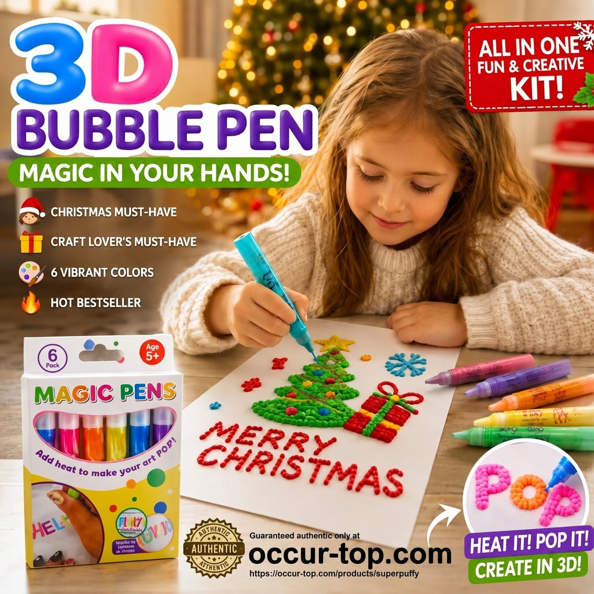 🎁🔮Magic Pen – Draw 3D with one stroke!🎄DIY Bubble Magic Drawing Pens