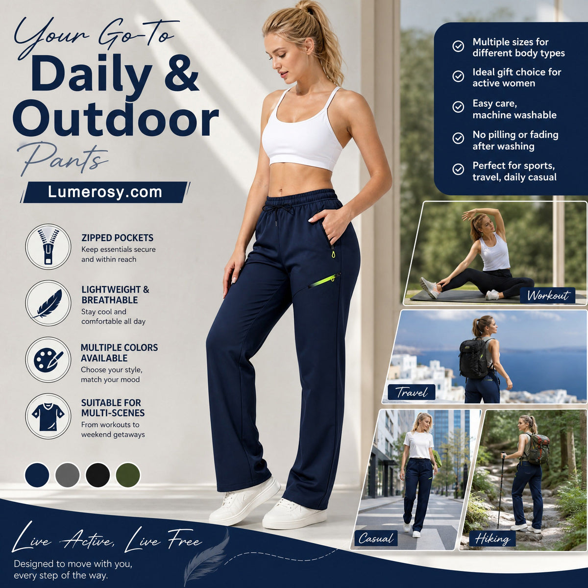 ☁️All-Day Comfort, One Pair Endless Outfits👖 Women's Cargo Trousers – Elastic Drawstring Waist & Relaxed Straight Leg | Perfect for Office, Weekend Errands & Outdoors, Easy to Style ✨
