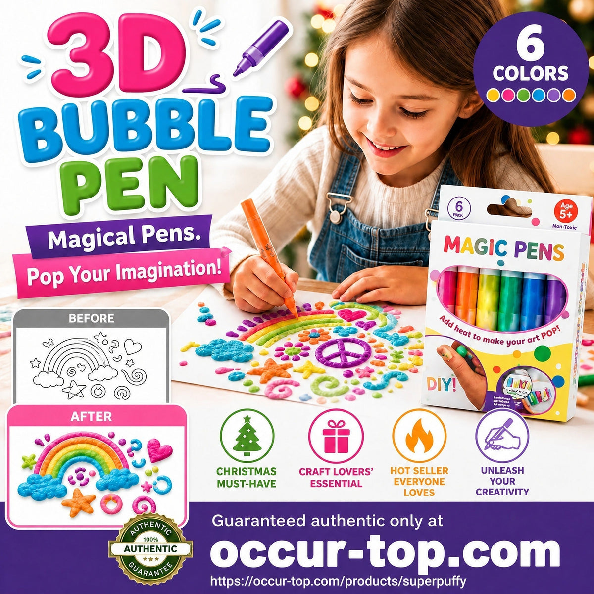 🎁🔮Magic Pen – Draw 3D with one stroke!🎄DIY Bubble Magic Drawing Pens