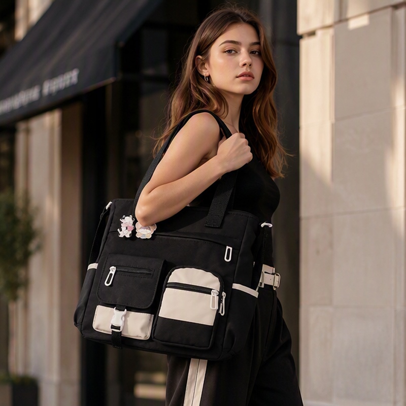 🛍️Large Capacity & Multi-Pocket, Commute & Shopping👝 Canvas Tote Bag – Multi-Pocket Design & Spacious