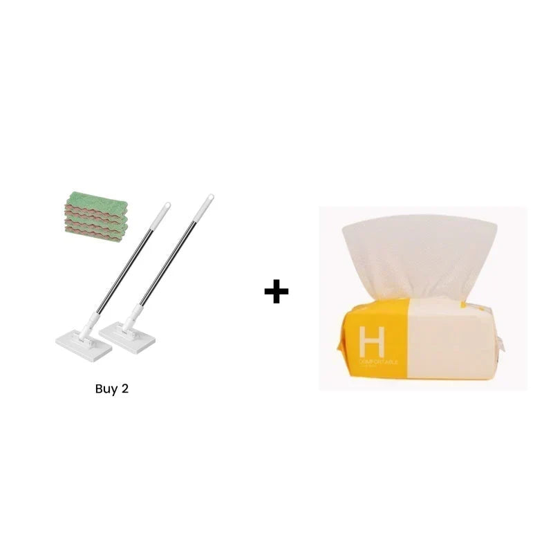 ⏳🔥LIMITED-TIME 50% OFF! ⏰🧹 Flat Mop with Stainless Steel Handle, comes with Reusable Washable Mop Cloths