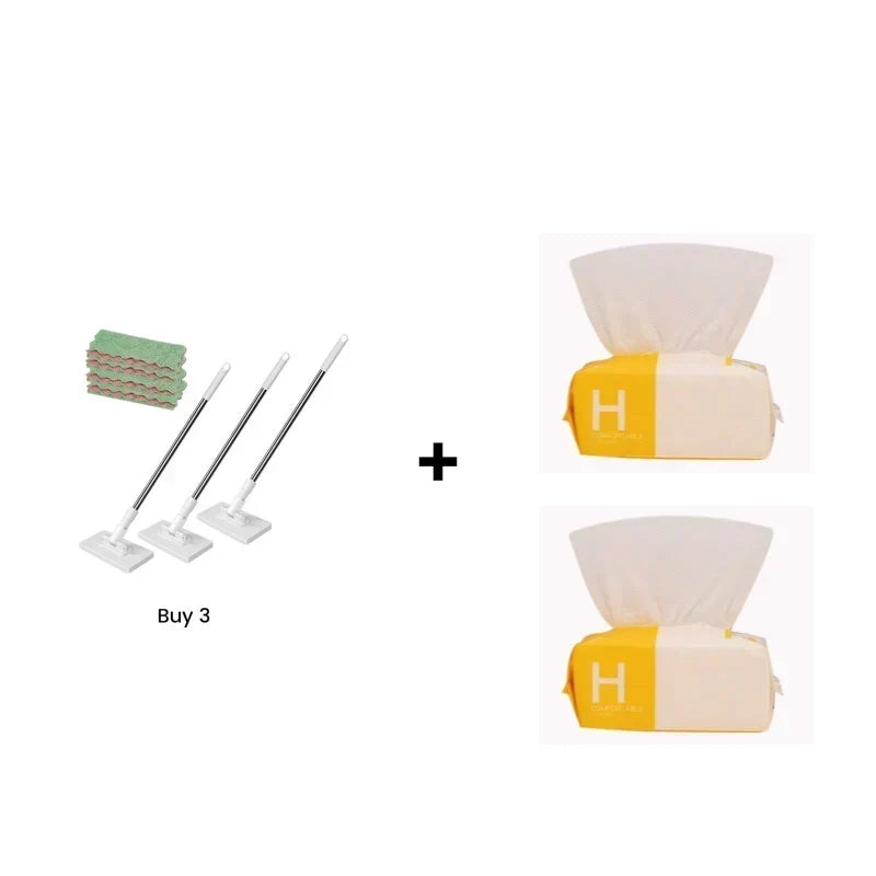 ⏳🔥LIMITED-TIME 50% OFF! ⏰🧹 Flat Mop with Stainless Steel Handle, comes with Reusable Washable Mop Cloths