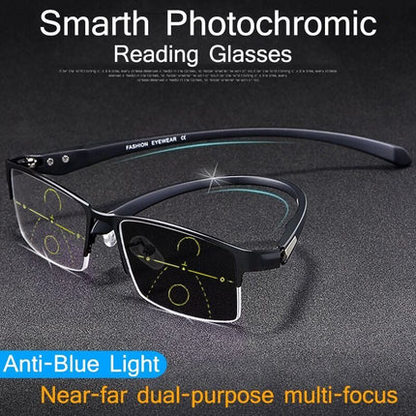 🔄Intelligent Zoom, Near & Far👓 Progressive Multifocal Reading Glasses – Aerospace TR90 & Titanium | Perfect for Reading, Phone & TV, No Need to Remove ✨