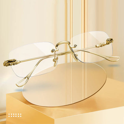 💻Blocks Blue Light, Reduces Eye Strain👓 Fashionable Anti-Blue Light Rimless Reading Glasses – Diamond-Cut Lens | Perfect for Long Screen Time, Protects Vision ✨