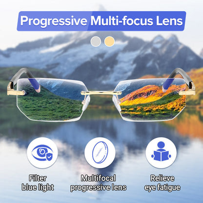 🔄Intelligent Zoom, Near & Far👓 Progressive Multifocal Reading Glasses – Aerospace TR90 & Titanium | Perfect for Reading, Phone & TV, No Need to Remove ✨