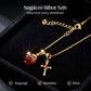 🌹✨ Pandantiv Cruciulită cu Trandafir și Inimă Roșie – Un Cadou Perfect! 💖🎁