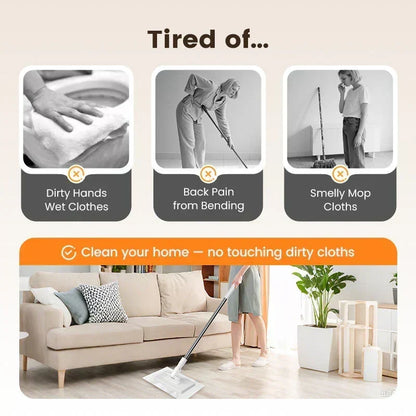 ⏳🔥LIMITED-TIME 50% OFF! ⏰🧹 Flat Mop with Stainless Steel Handle, comes with Reusable Washable Mop Cloths