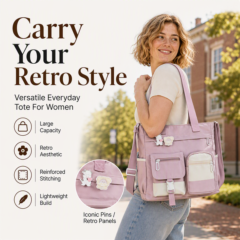 🛍️Large Capacity & Multi-Pocket, Commute & Shopping👝 Canvas Tote Bag – Multi-Pocket Design & Spacious