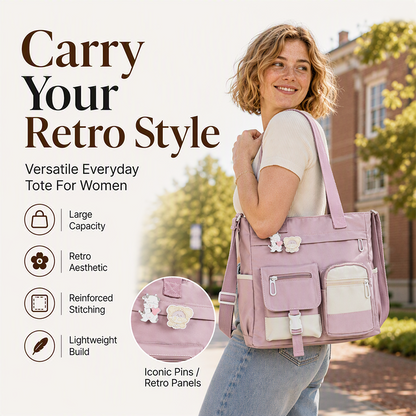 🛍️Large Capacity & Multi-Pocket, Commute & Shopping👝 Canvas Tote Bag – Multi-Pocket Design & Spacious