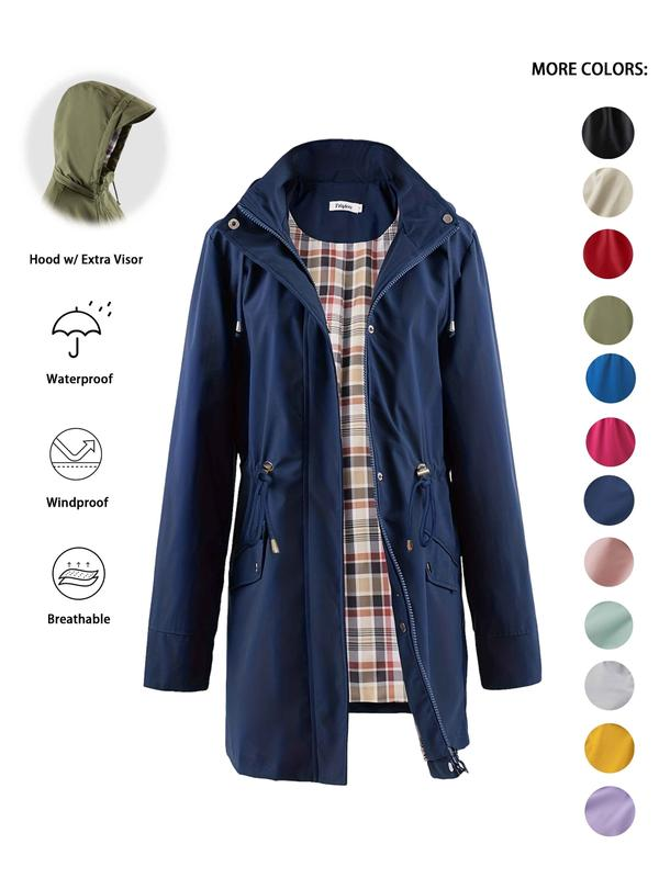 ☔Windproof & Waterproof, Detachable Hood🧥 Women's All-Weather Rain Jacket – Elastic Cuffs & Hidden Pockets | Perfect for Dog Walks, Hiking & Travel, Handles Sudden Showers ✨