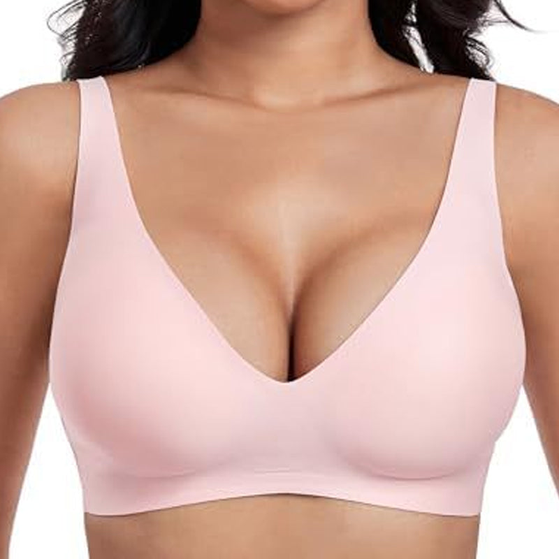 🏆 Last Day Special Price £9.99 ! 💐Jelly Wireless Womens Comfortable Wireless Bras Push Up Bralettes Seamless Tshirts Bras Deep V Everyday Bras