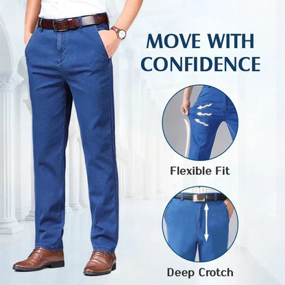🔥30% reducere vineri 👖 Blugi bărbătești cu picior drept și creștere înaltă