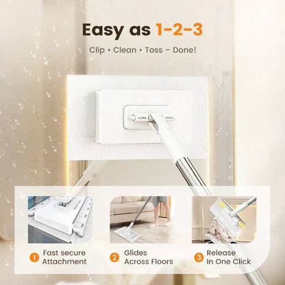 ⏳🔥LIMITED-TIME 50% OFF! ⏰🧹 Flat Mop with Stainless Steel Handle, comes with Reusable Washable Mop Cloths