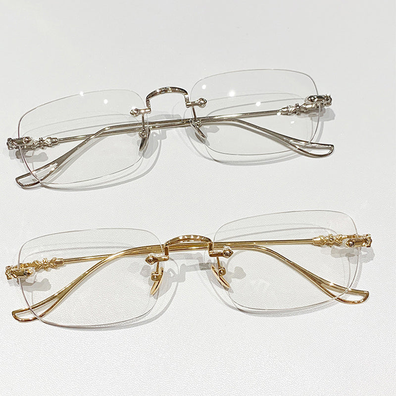 💻Blocks Blue Light, Reduces Eye Strain👓 Fashionable Anti-Blue Light Rimless Reading Glasses – Diamond-Cut Lens | Perfect for Long Screen Time, Protects Vision ✨