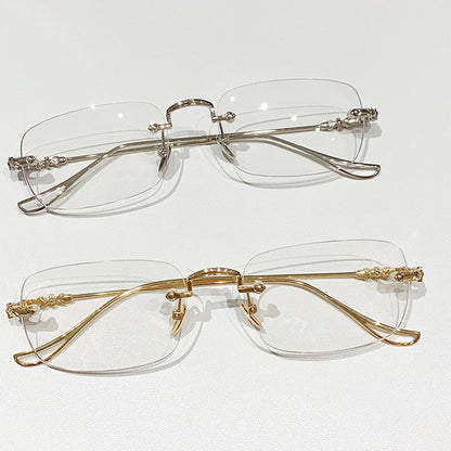 💻Blocks Blue Light, Reduces Eye Strain👓 Fashionable Anti-Blue Light Rimless Reading Glasses – Diamond-Cut Lens | Perfect for Long Screen Time, Protects Vision ✨