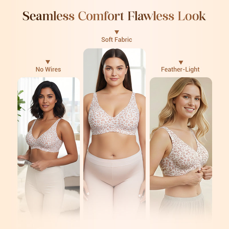 🏆 Last Day Special Price £9.99 ! 💐Jelly Wireless Womens Comfortable Wireless Bras Push Up Bralettes Seamless Tshirts Bras Deep V Everyday Bras