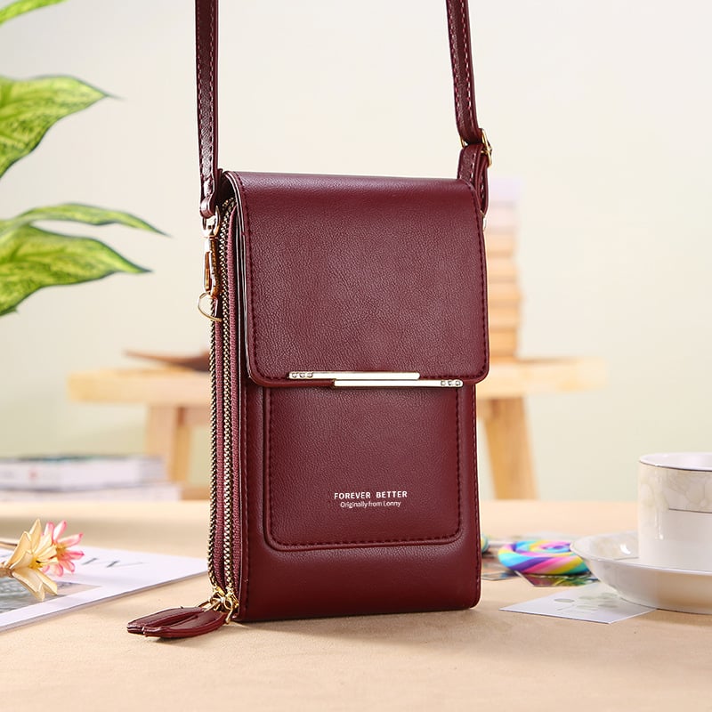 🌧️Water-Resistant & Handcrafted, 3 Ways to Wear👜 Touchscreen Crossbody Bag – Water-Resistant PU Leather & Adjustable Strap, 3-Way Wear ✨