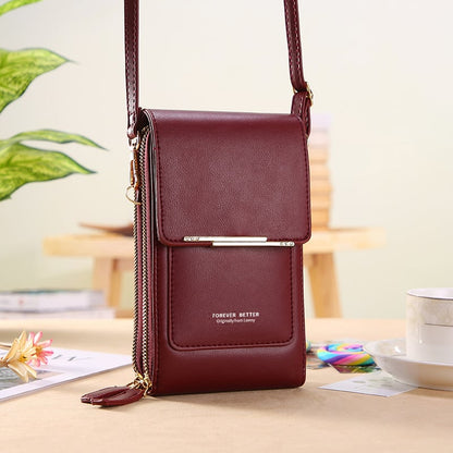 🌧️Water-Resistant & Handcrafted, 3 Ways to Wear👜 Touchscreen Crossbody Bag – Water-Resistant PU Leather & Adjustable Strap, 3-Way Wear ✨