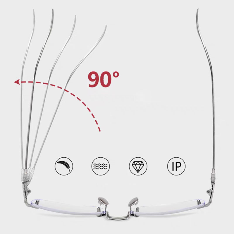 💻Blocks Blue Light, Reduces Eye Strain👓 Fashionable Anti-Blue Light Rimless Reading Glasses – Diamond-Cut Lens | Perfect for Long Screen Time, Protects Vision ✨