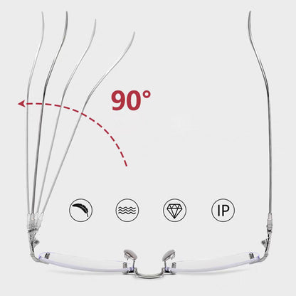 💻Blocks Blue Light, Reduces Eye Strain👓 Fashionable Anti-Blue Light Rimless Reading Glasses – Diamond-Cut Lens | Perfect for Long Screen Time, Protects Vision ✨