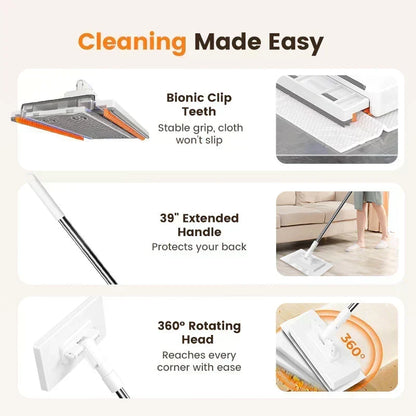 ⏳🔥LIMITED-TIME 50% OFF! ⏰🧹 Flat Mop with Stainless Steel Handle, comes with Reusable Washable Mop Cloths