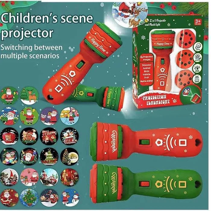 🎁Best Gift, Light Up Christmas🎅 Christmas Projection Flashlight – Santa, Elves, Reindeer & Snowmen | Perfect for Christmas Parties & Kids' Gifts, Warm Holiday Atmosphere ✨