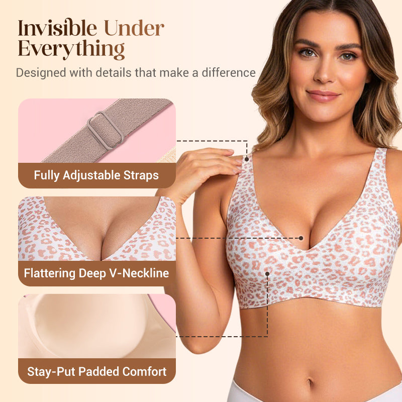 🏆 Last Day Special Price £9.99 ! 💐Jelly Wireless Womens Comfortable Wireless Bras Push Up Bralettes Seamless Tshirts Bras Deep V Everyday Bras