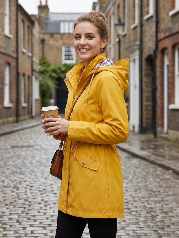 ☔Windproof & Waterproof, Detachable Hood🧥 Women's All-Weather Rain Jacket – Elastic Cuffs & Hidden Pockets | Perfect for Dog Walks, Hiking & Travel, Handles Sudden Showers ✨