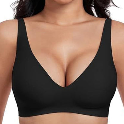 🏆 Last Day Special Price £9.99 ! 💐Jelly Wireless Womens Comfortable Wireless Bras Push Up Bralettes Seamless Tshirts Bras Deep V Everyday Bras