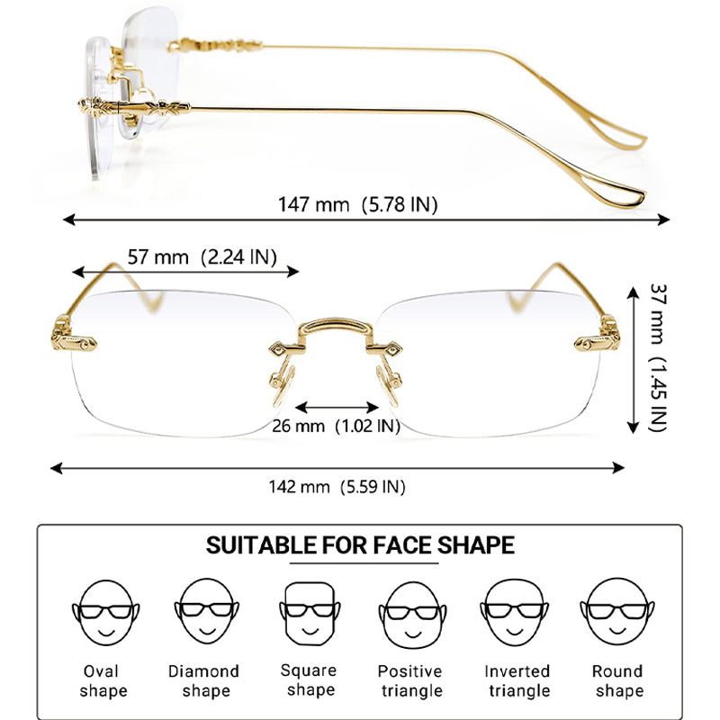 💻Blocks Blue Light, Reduces Eye Strain👓 Fashionable Anti-Blue Light Rimless Reading Glasses – Diamond-Cut Lens | Perfect for Long Screen Time, Protects Vision ✨