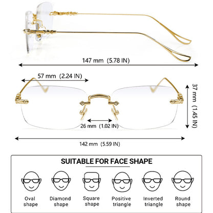 💻Blocks Blue Light, Reduces Eye Strain👓 Fashionable Anti-Blue Light Rimless Reading Glasses – Diamond-Cut Lens | Perfect for Long Screen Time, Protects Vision ✨