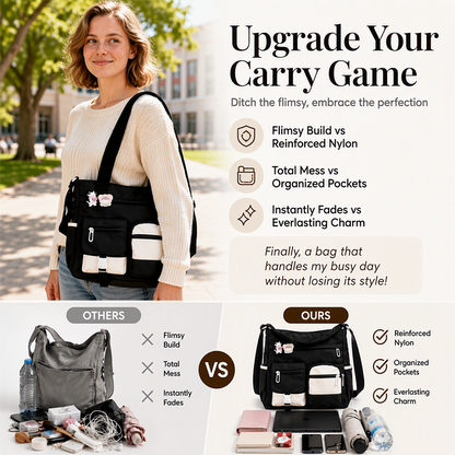 🛍️Large Capacity & Multi-Pocket, Commute & Shopping👝 Canvas Tote Bag – Multi-Pocket Design & Spacious