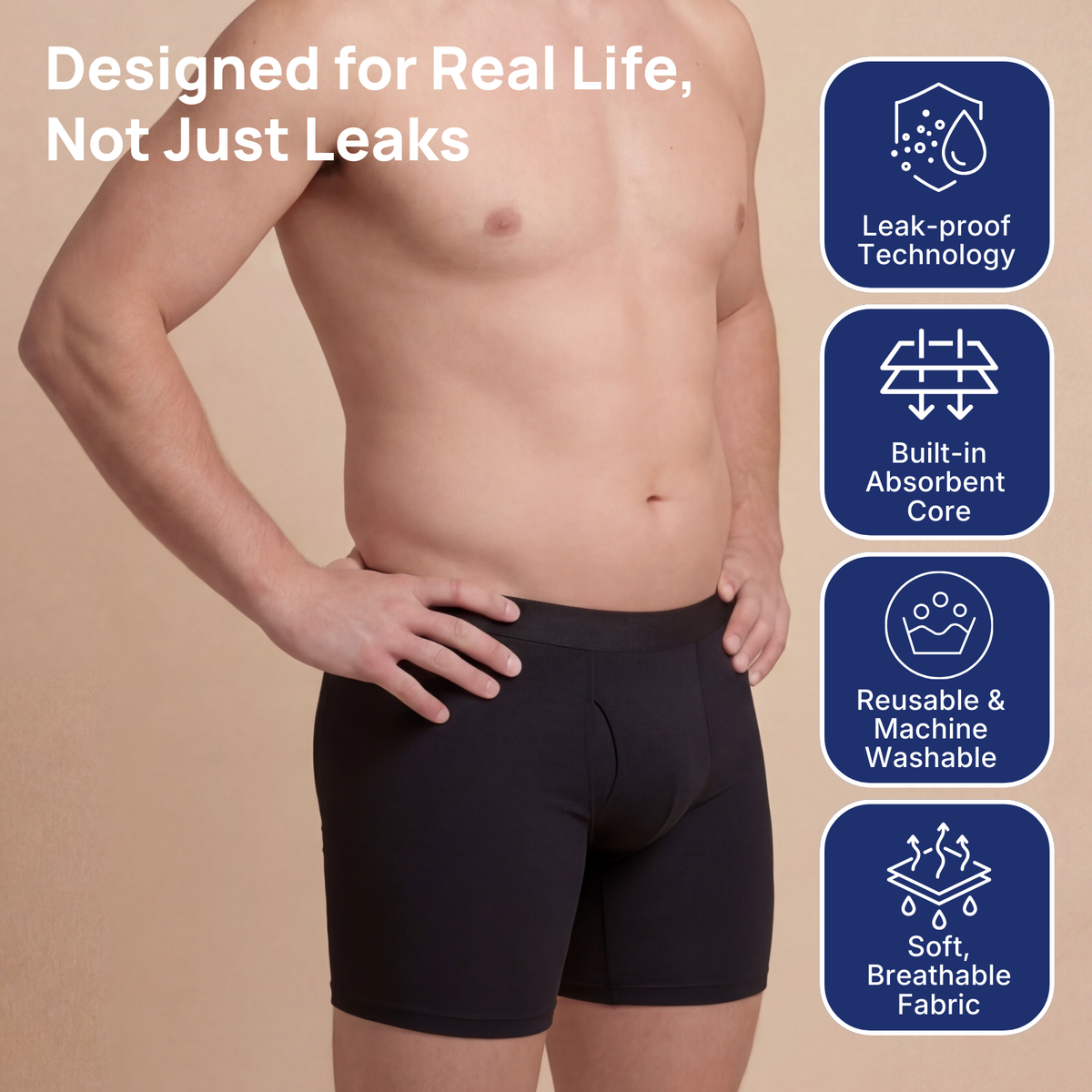 🩲Discreet Fit, Confident Movement – Men's Incontinence Boxer Briefs ✨