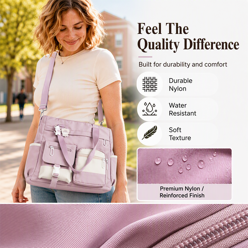 🛍️Large Capacity & Multi-Pocket, Commute & Shopping👝 Canvas Tote Bag – Multi-Pocket Design & Spacious