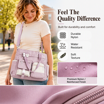 🛍️Large Capacity & Multi-Pocket, Commute & Shopping👝 Canvas Tote Bag – Multi-Pocket Design & Spacious
