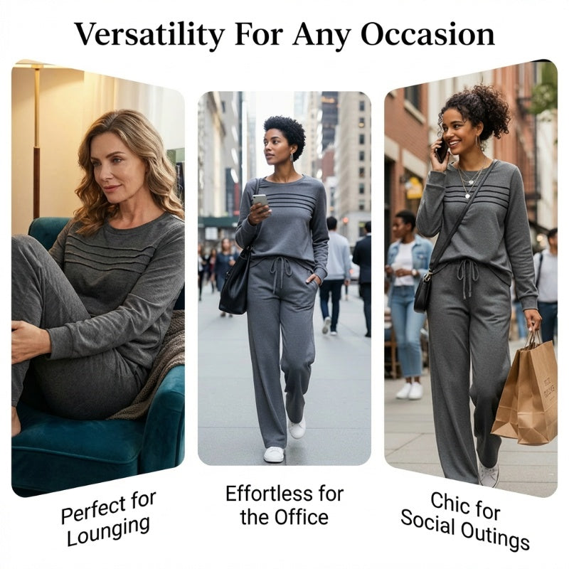 ☁️Soft & Breathable, All-Day Comfort🏠 Women's Lounge Set – Crew Neck Top & Drawstring Pants | Perfect for Home, Weekend Relaxation & Everyday Ease ✨