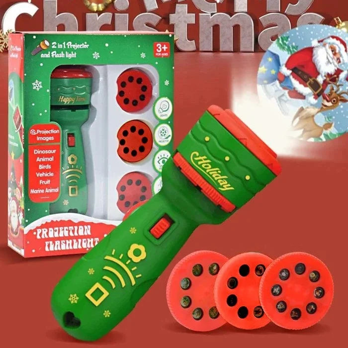 🎁Best Gift, Light Up Christmas🎅 Christmas Projection Flashlight – Santa, Elves, Reindeer & Snowmen | Perfect for Christmas Parties & Kids' Gifts, Warm Holiday Atmosphere ✨