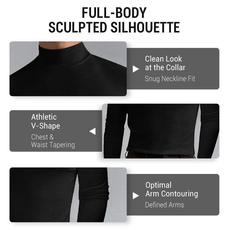 ☁️Stretchy Comfort, Everyday Versatile👕 Men's High Neck Slim Fit T-Shirt – Breathable Stretch & Casual Fit