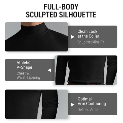 ☁️Stretchy Comfort, Everyday Versatile👕 Men's High Neck Slim Fit T-Shirt – Breathable Stretch & Casual Fit