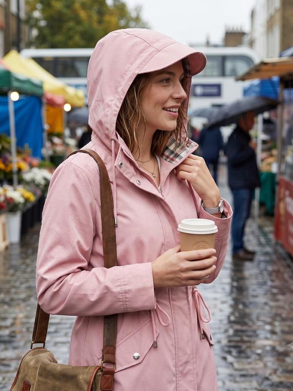 ☔Windproof & Waterproof, Detachable Hood🧥 Women's All-Weather Rain Jacket – Elastic Cuffs & Hidden Pockets | Perfect for Dog Walks, Hiking & Travel, Handles Sudden Showers ✨