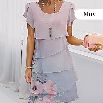 Rochii de vară pentru femei cu imprimeu floral și gât rotund