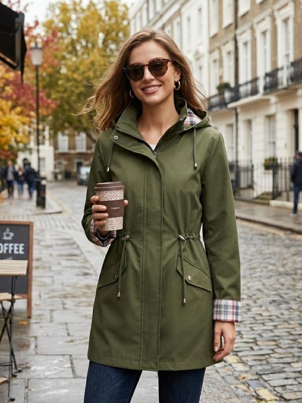 ☔Windproof & Waterproof, Detachable Hood🧥 Women's All-Weather Rain Jacket – Elastic Cuffs & Hidden Pockets | Perfect for Dog Walks, Hiking & Travel, Handles Sudden Showers ✨