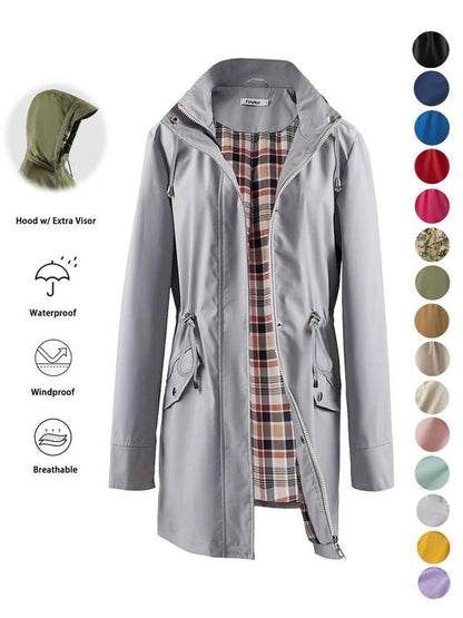☔Windproof & Waterproof, Detachable Hood🧥 Women's All-Weather Rain Jacket – Elastic Cuffs & Hidden Pockets | Perfect for Dog Walks, Hiking & Travel, Handles Sudden Showers ✨